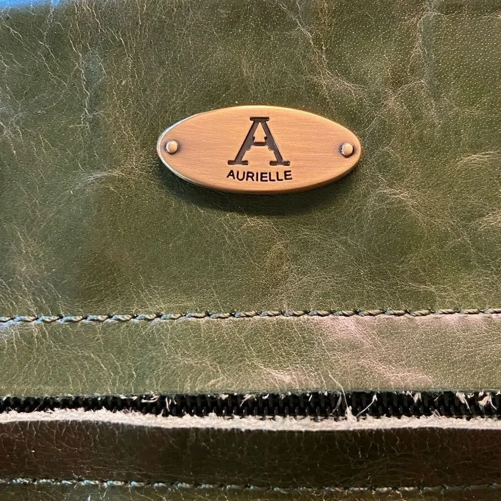 Aurielle Leather Silver & Green Purse